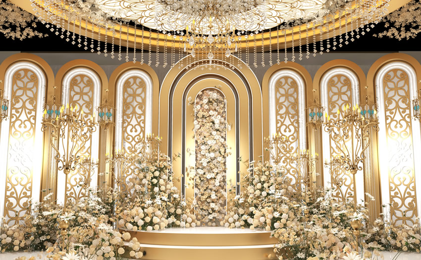 常山香槟色调婚礼堂效果展示